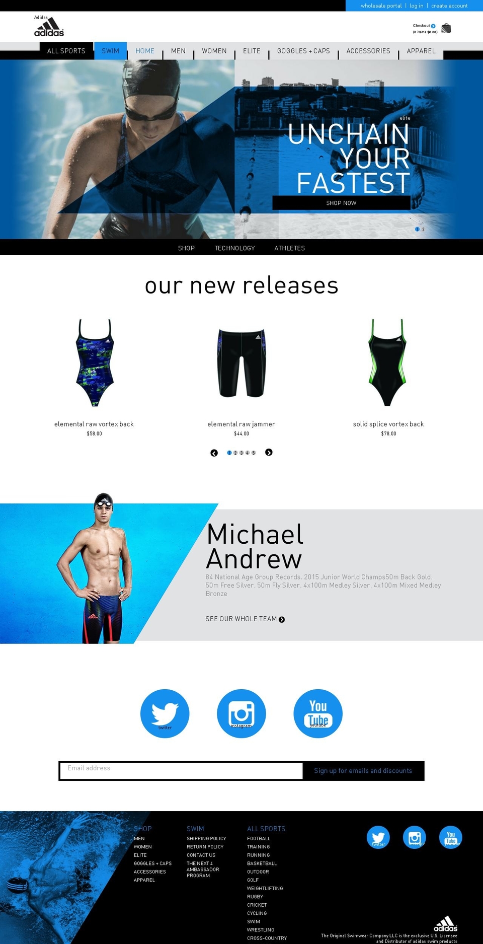 adidasswimming.com shopify website screenshot