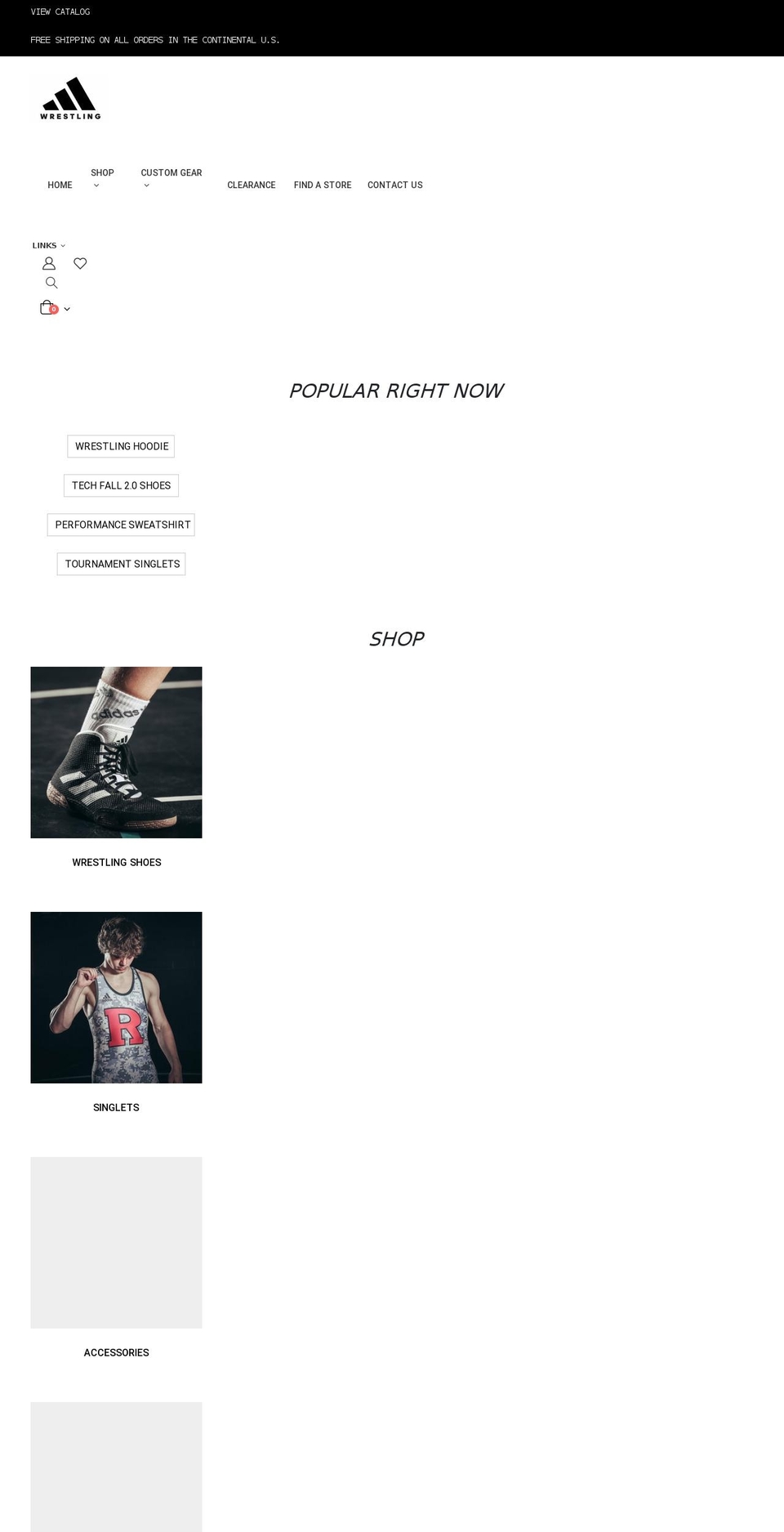 adidaswrestling.com shopify website screenshot