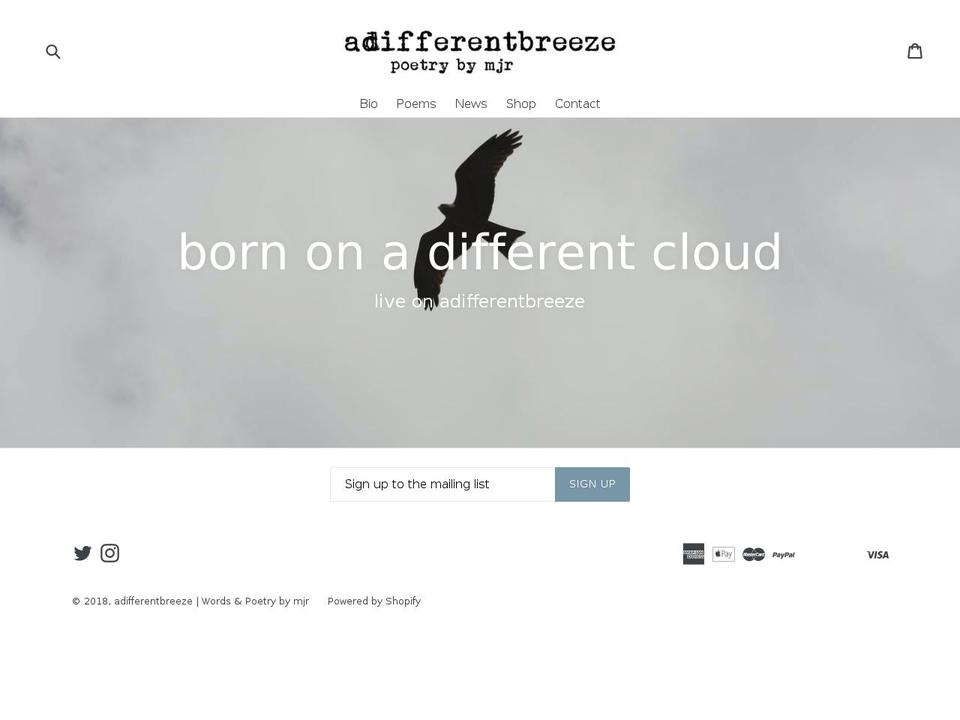 adifferentbreeze.com shopify website screenshot