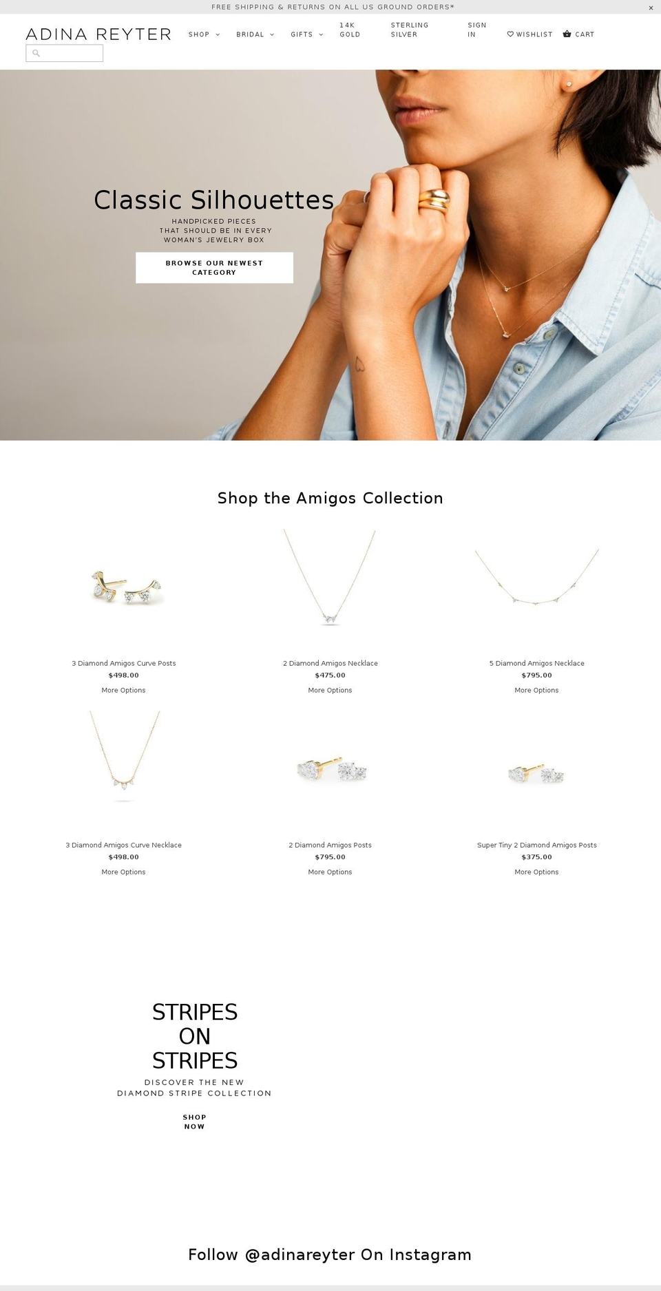 adinadesigns.com shopify website screenshot