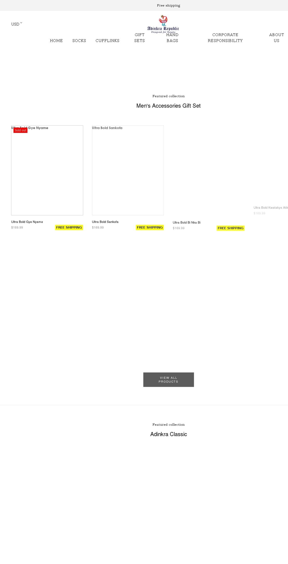 adinkrarepublic.com shopify website screenshot