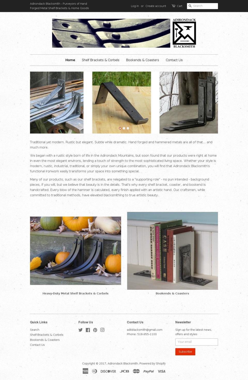 adirondackblacksmith.com shopify website screenshot