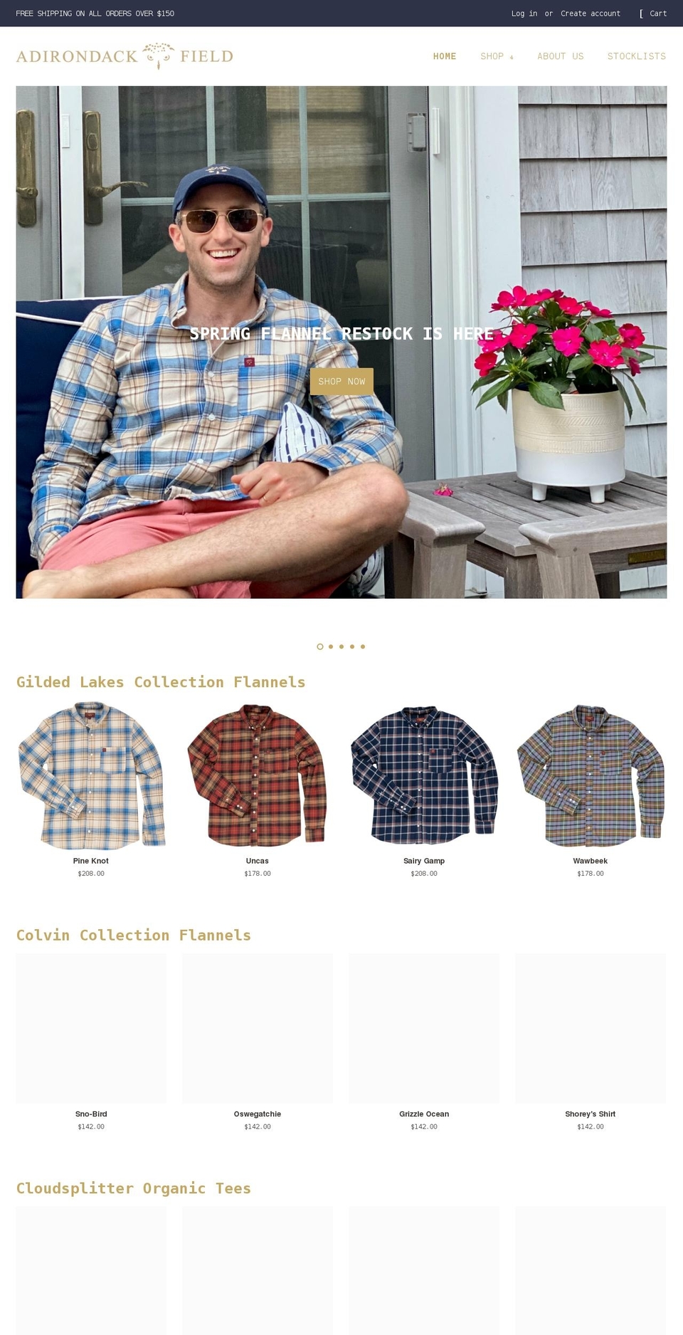 adirondackfield.com shopify website screenshot