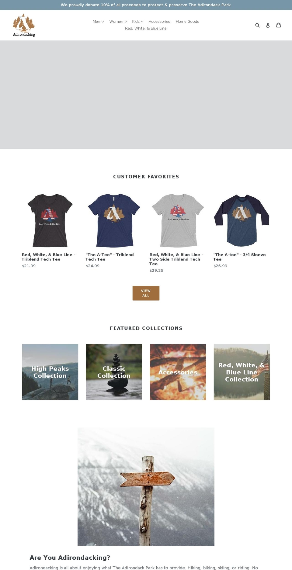 adirondacking.com — Shopify storefront screenshot