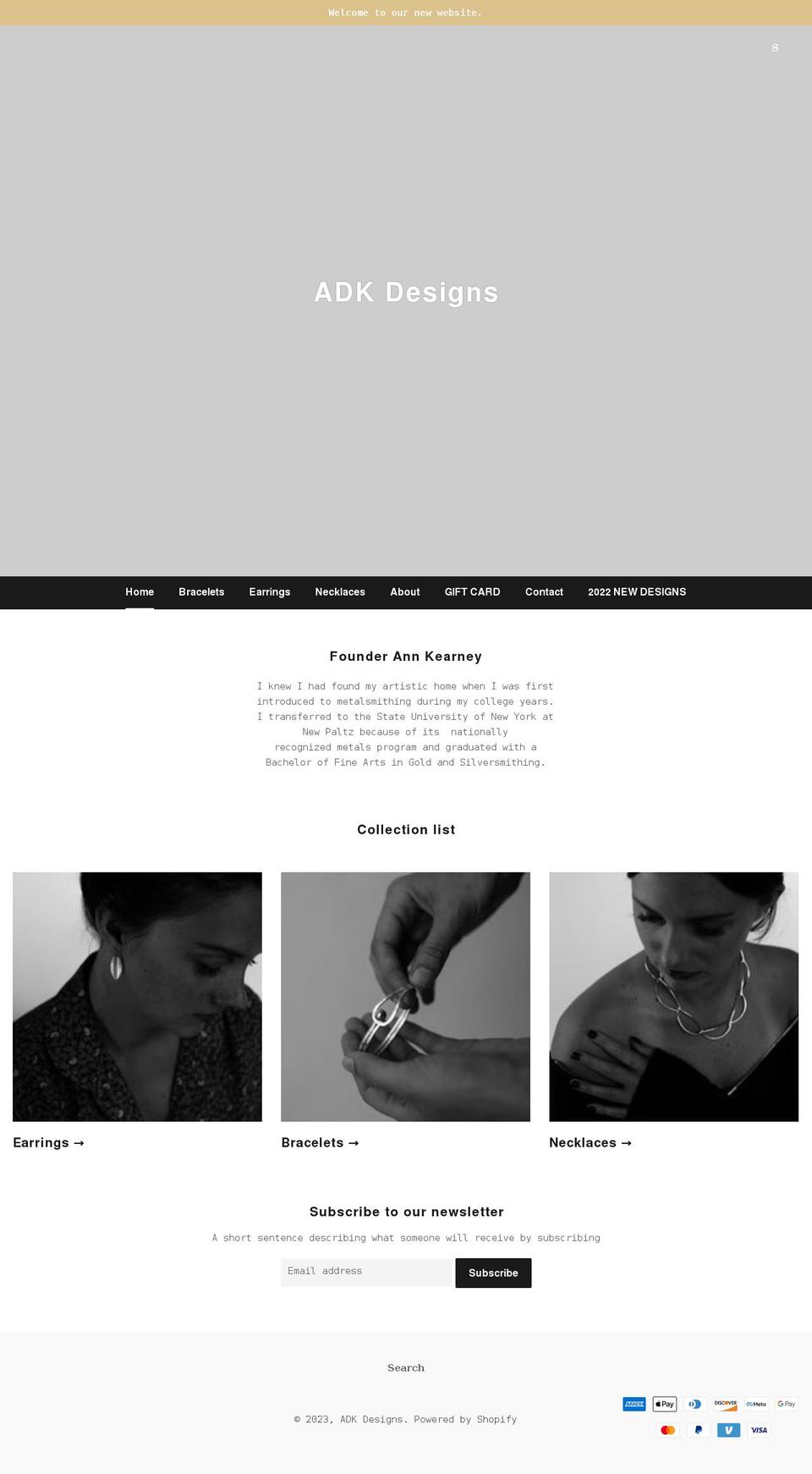 adkdesigns.com shopify website screenshot