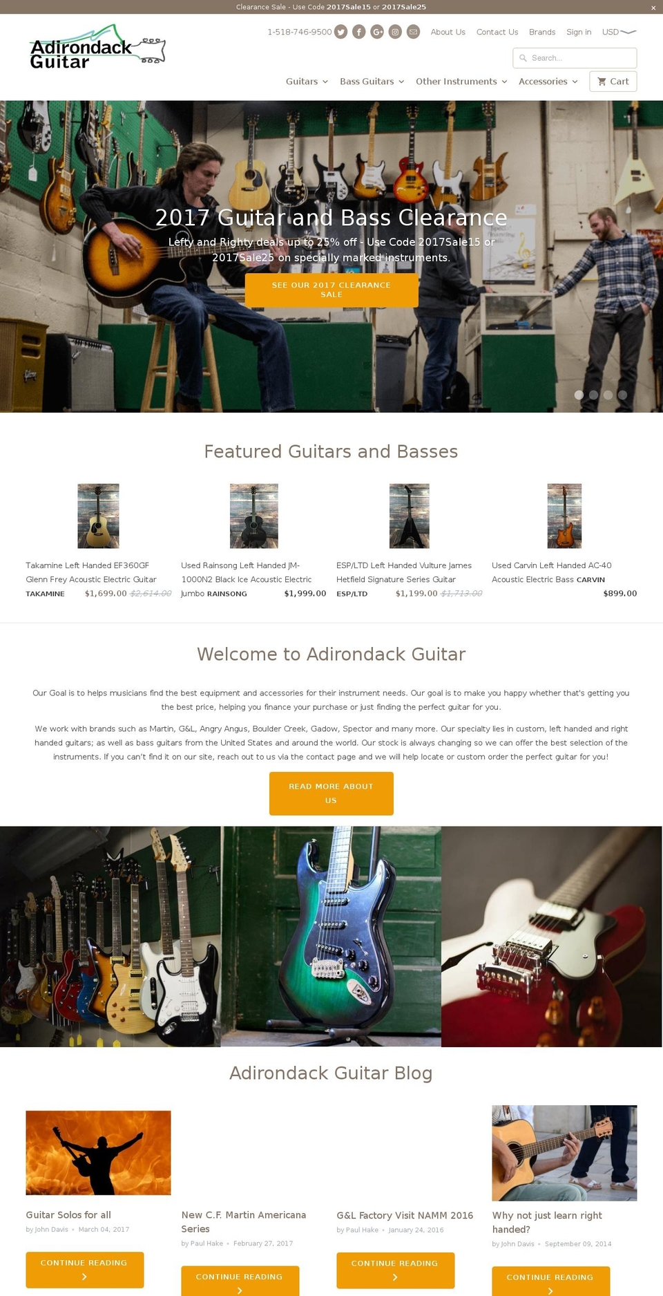 August Shopify theme site example adkguitar.com