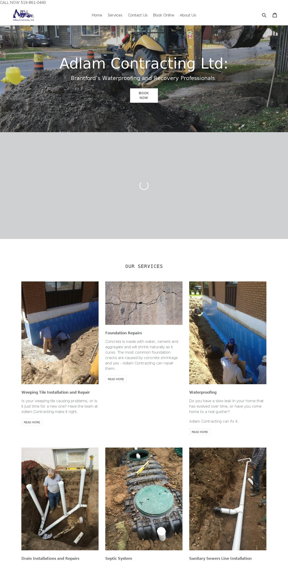 adlamcontracting.com — Shopify storefront screenshot