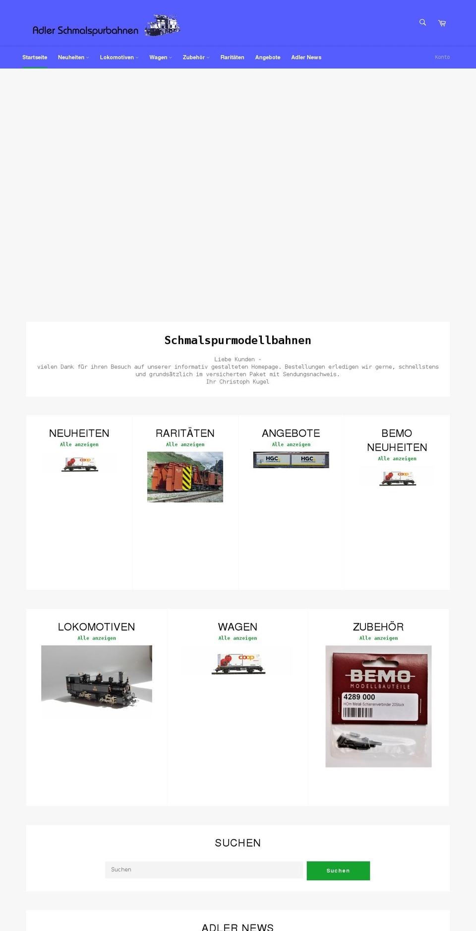 adler-schmalspurbahnen.de shopify website screenshot