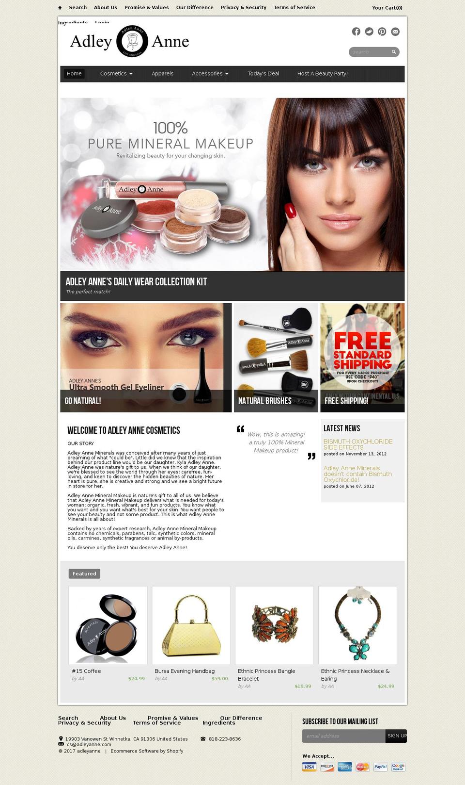 adleyanne.com shopify website screenshot