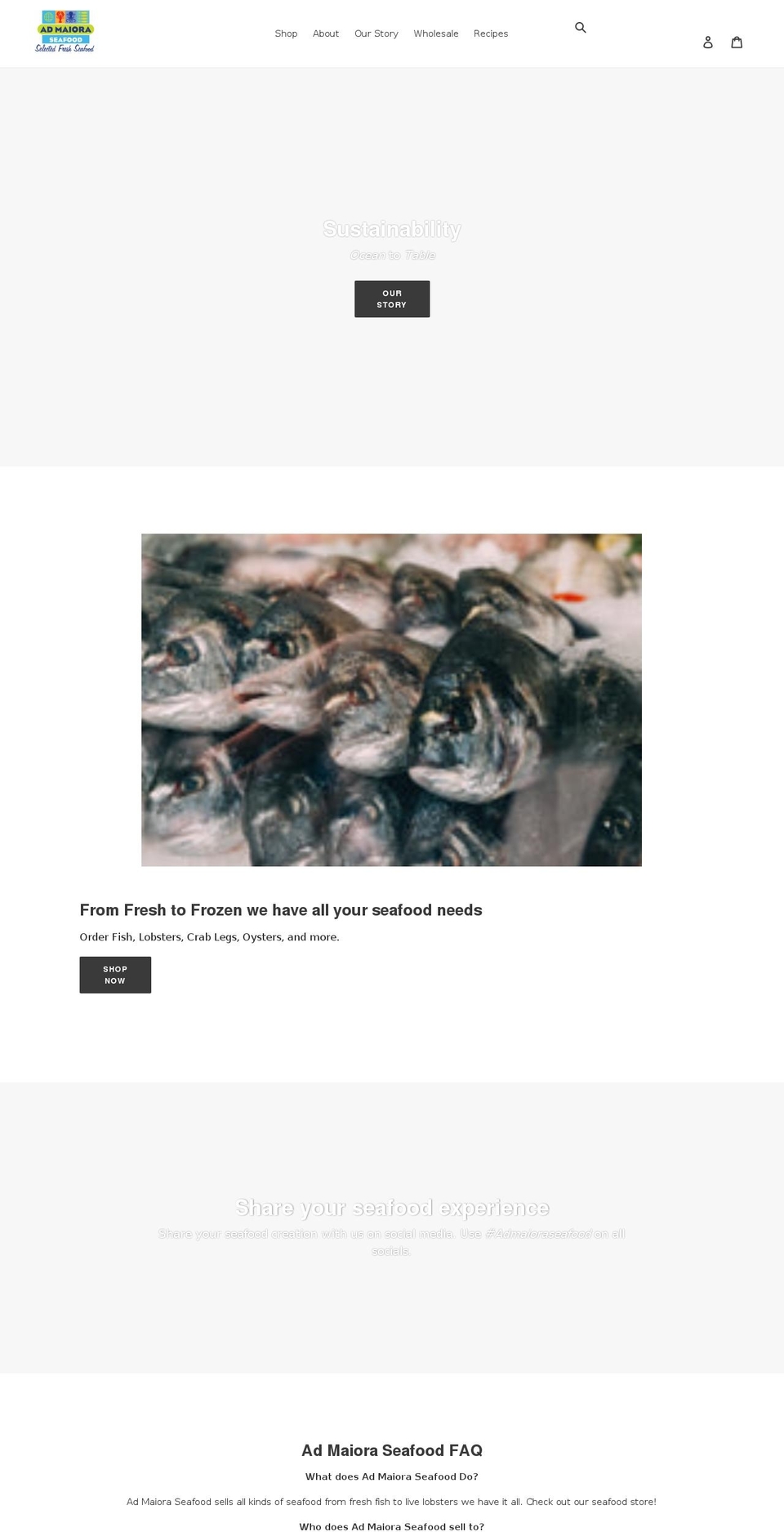 admaioraseafood.com shopify website screenshot