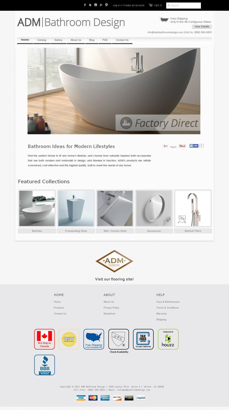 admbathroomdesign.com shopify website screenshot