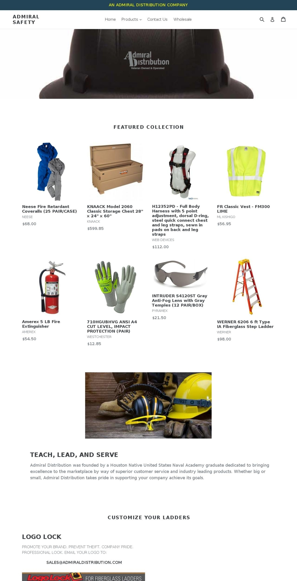 admiralsafety.com — Shopify storefront screenshot