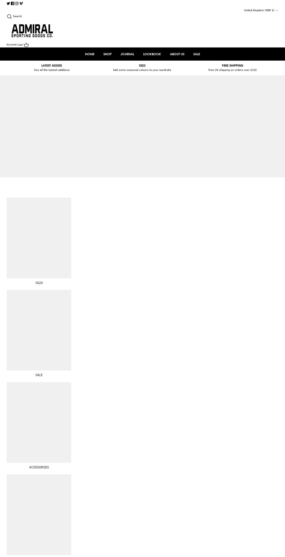 admiralsportinggoods.com shopify website screenshot