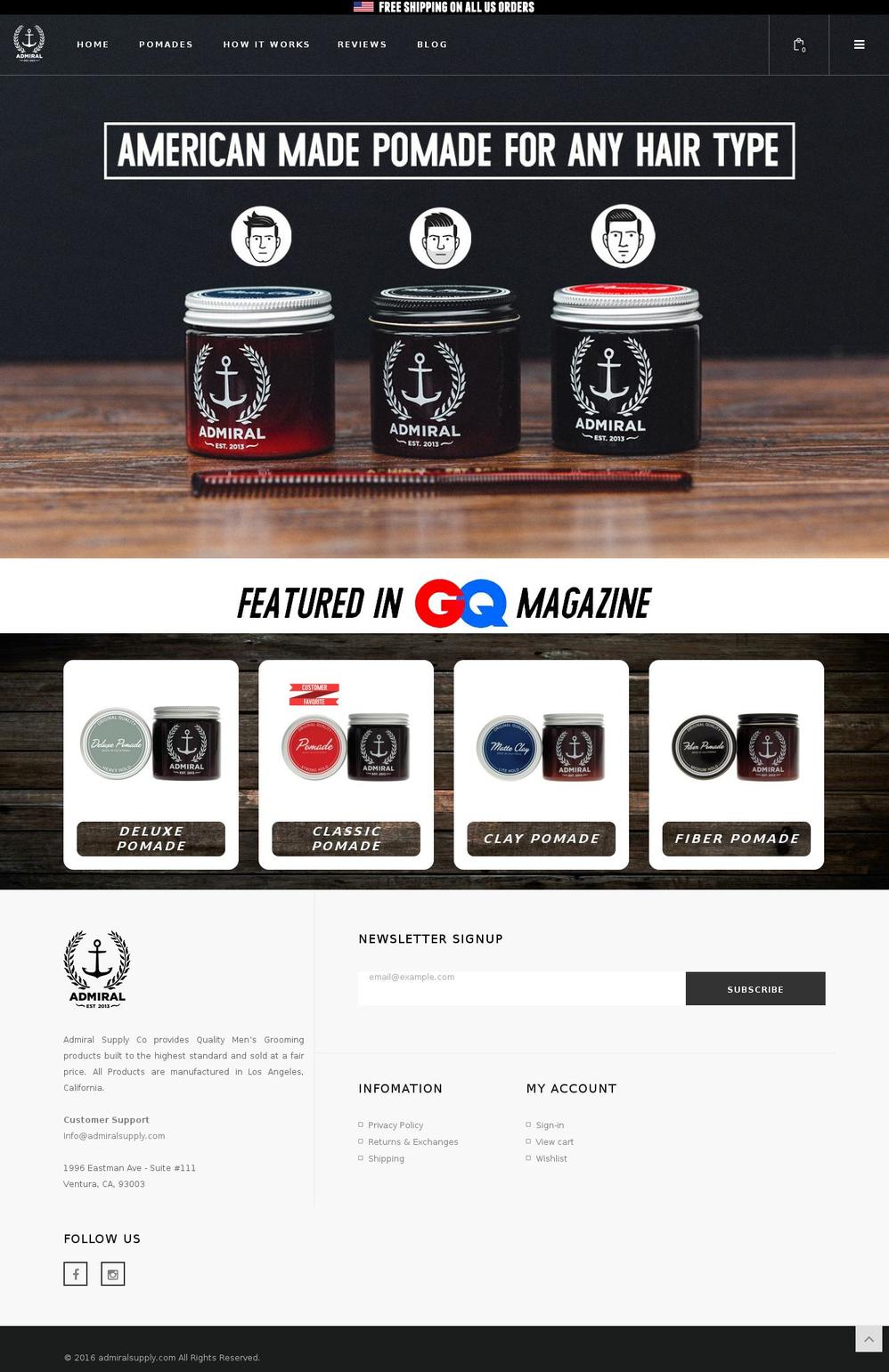 Puro Shopify theme site example admiralsupply.com