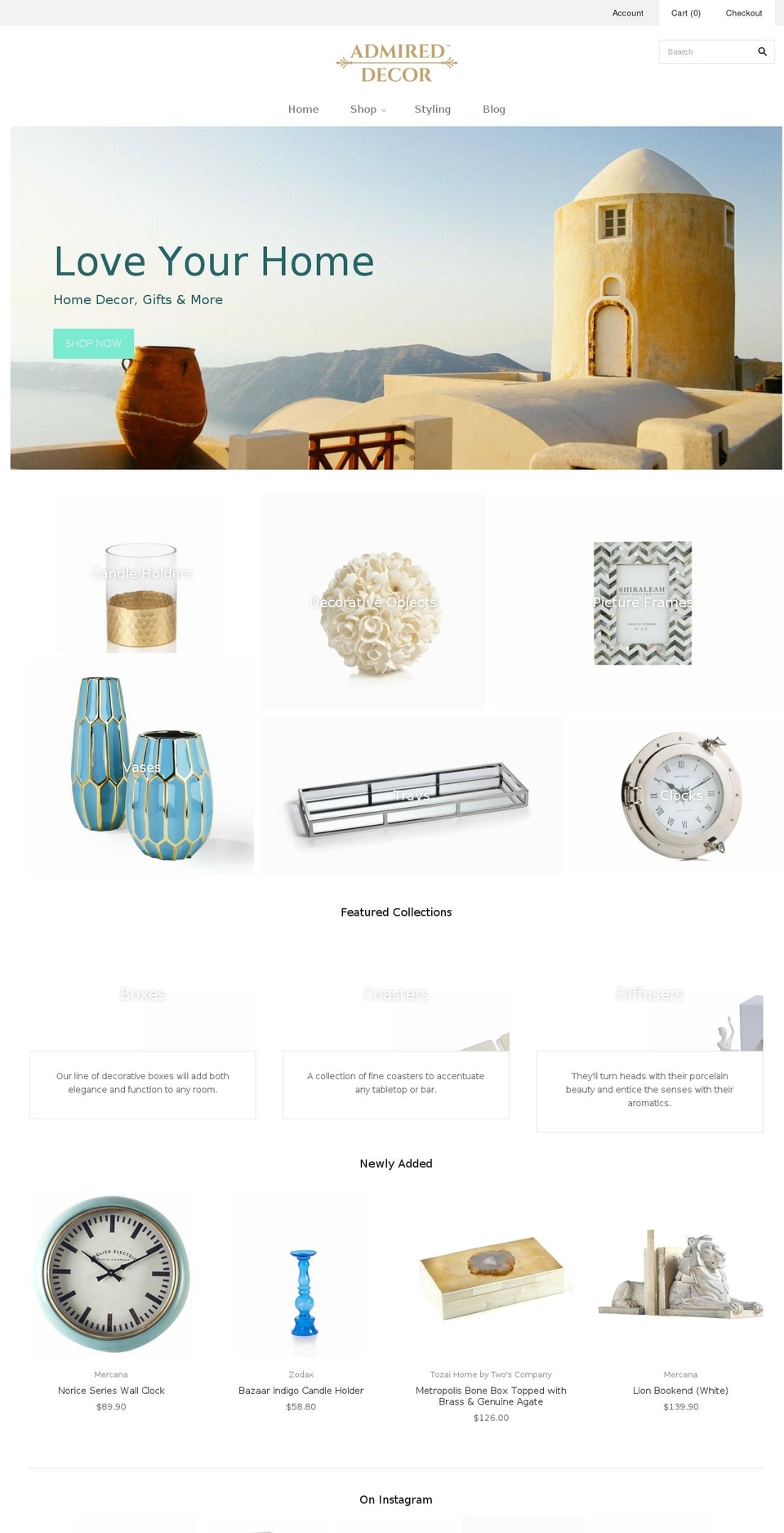 admiredecor.com — Shopify storefront screenshot