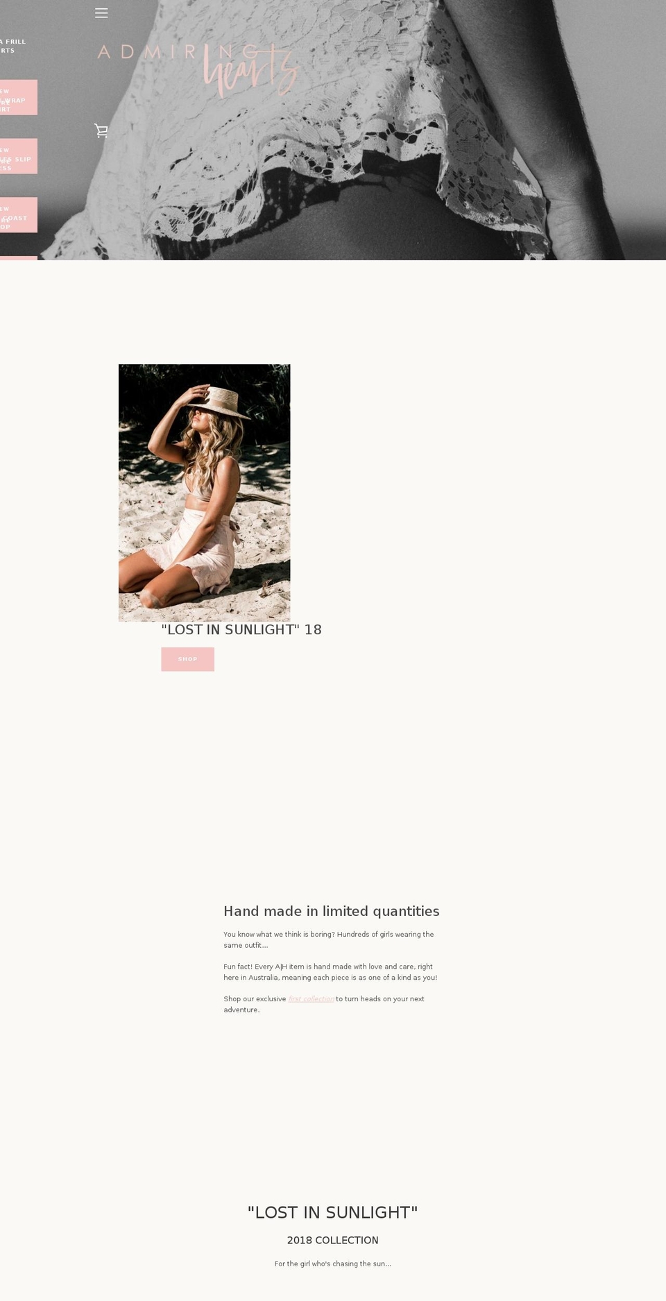 admiringhearts.com — Shopify storefront screenshot