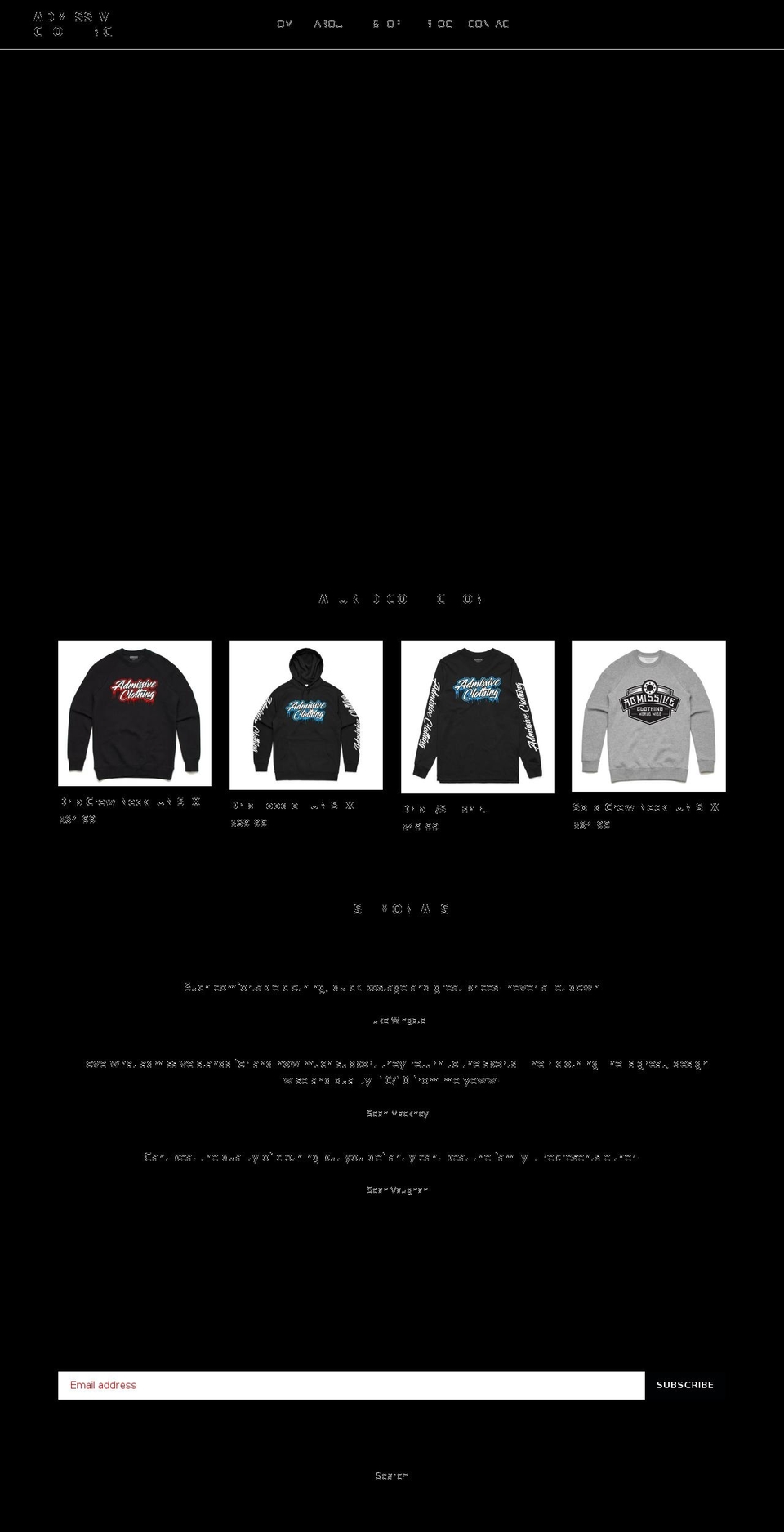admissiveclothing.com — Shopify storefront screenshot
