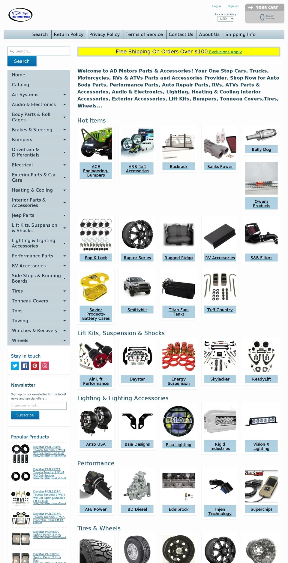 admotorsaccessories.com — Shopify storefront screenshot