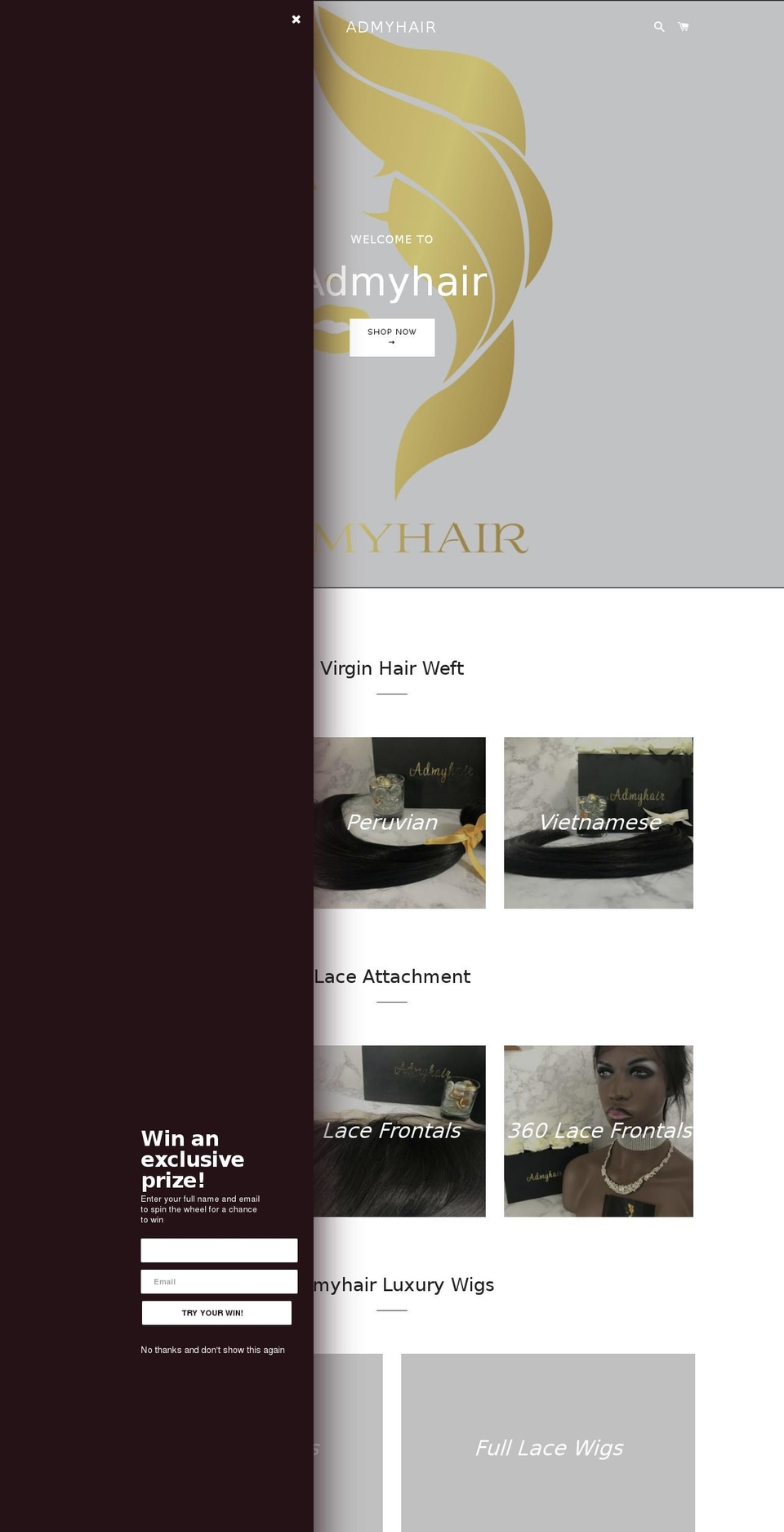 admyhair.com — Shopify storefront screenshot