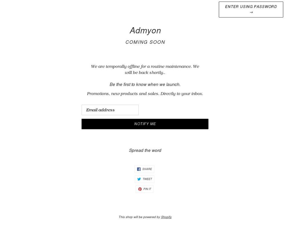 admyon.com shopify website screenshot