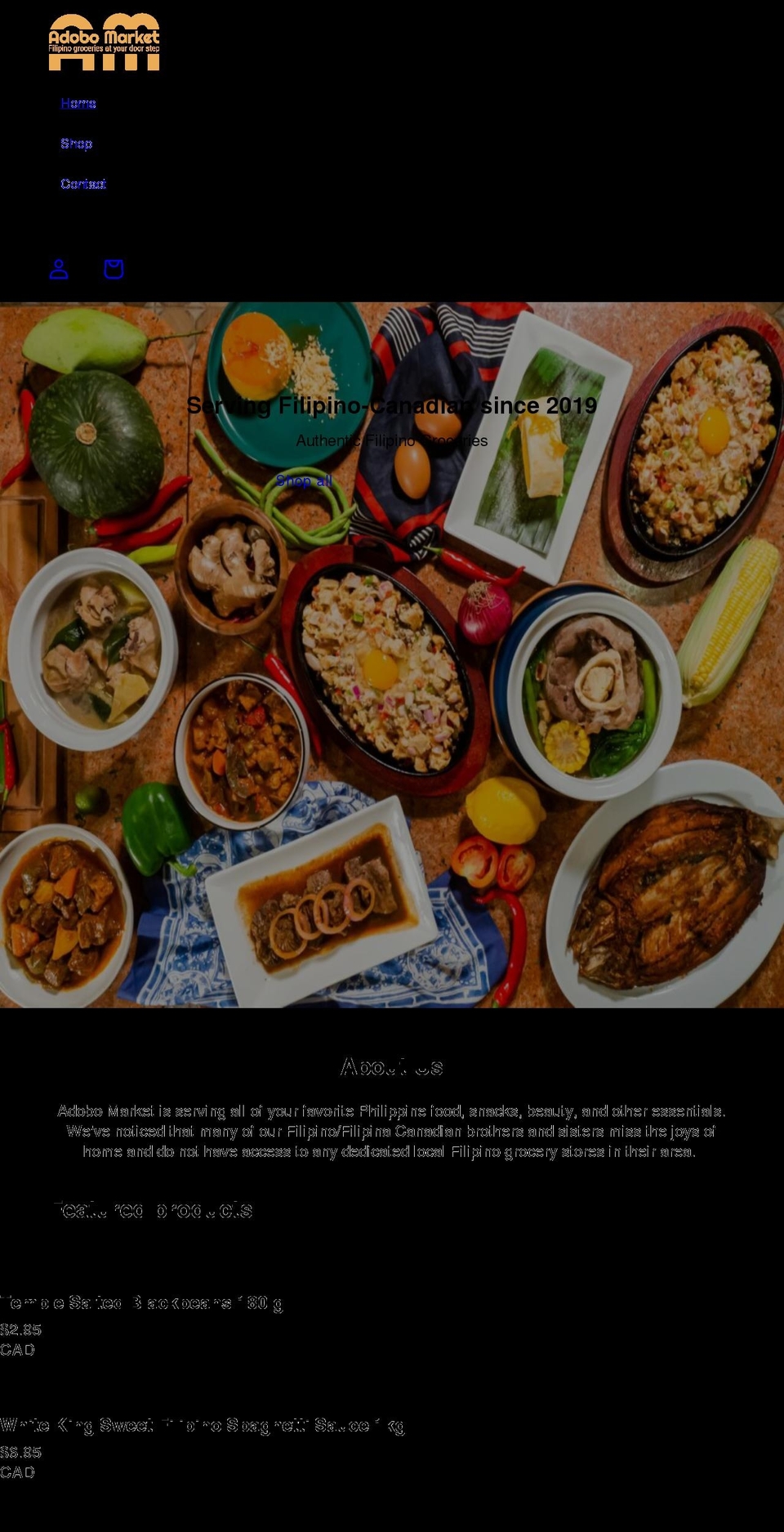 adobomarket.com shopify website screenshot