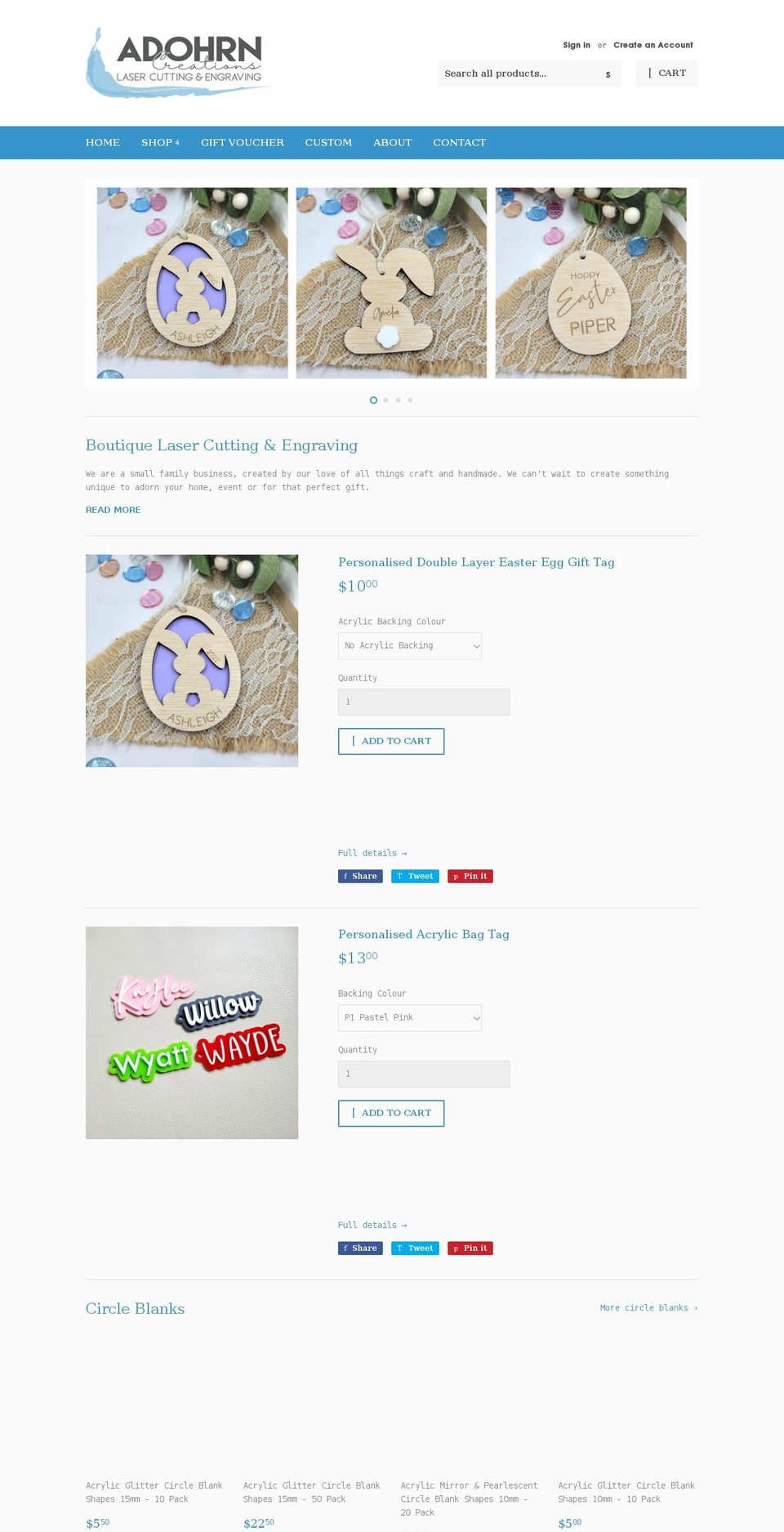 adohrncreations.com.au shopify website screenshot