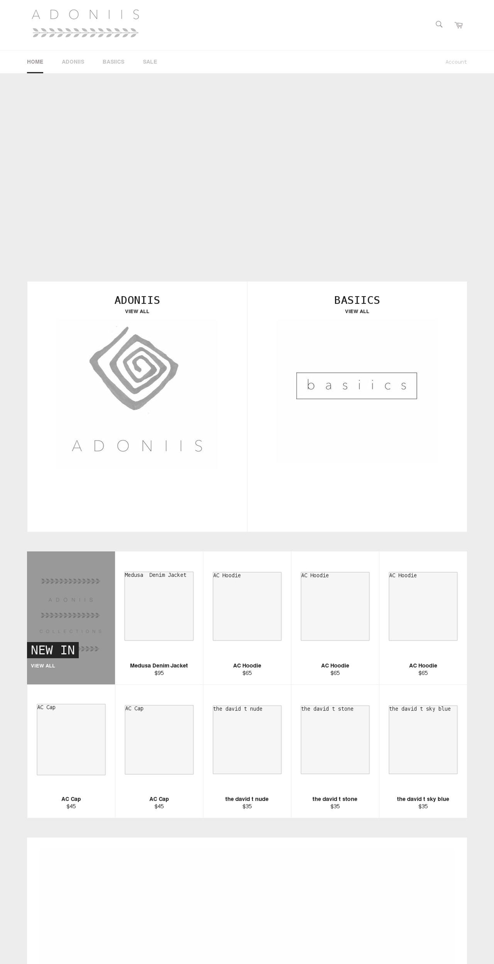 adoniiscollections.com shopify website screenshot