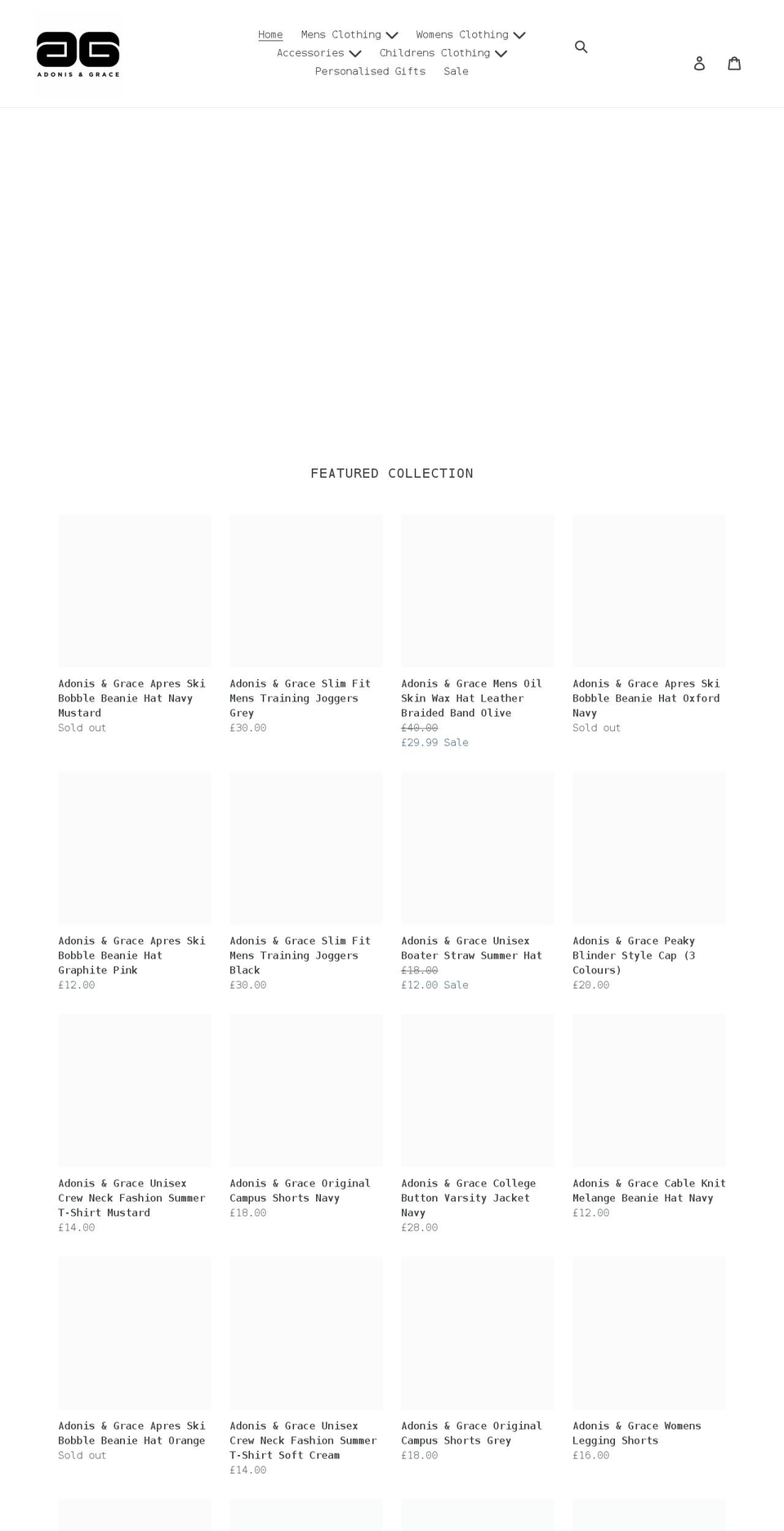 adonisandgrace.com shopify website screenshot