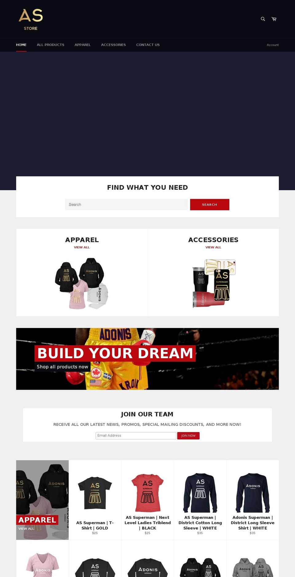 adonisstore.com — Shopify storefront screenshot