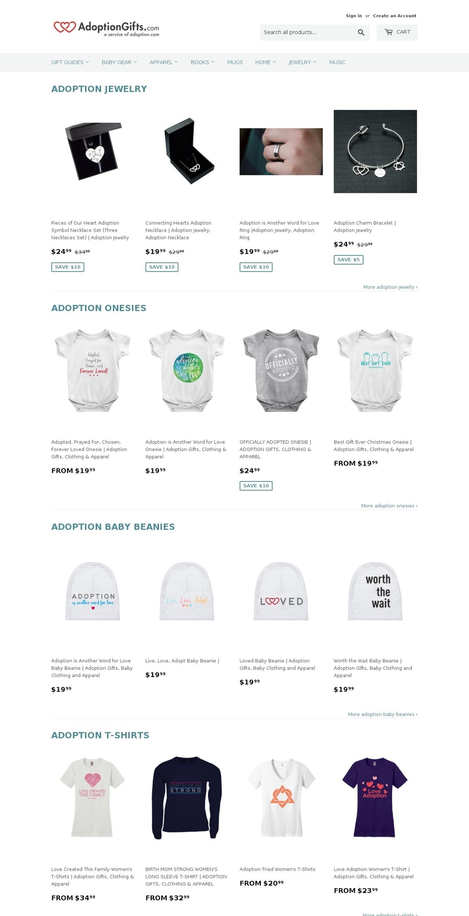 Adoption Gifts Custom Theme Shopify theme site example adoptionart.com