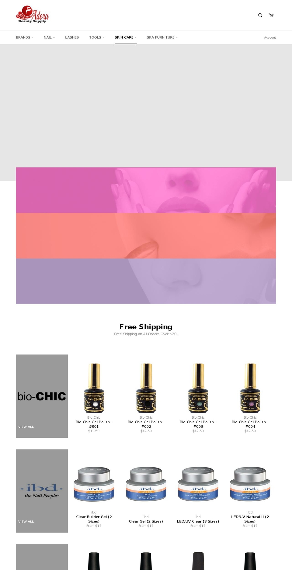 adorabeautysupply.com — Shopify storefront screenshot