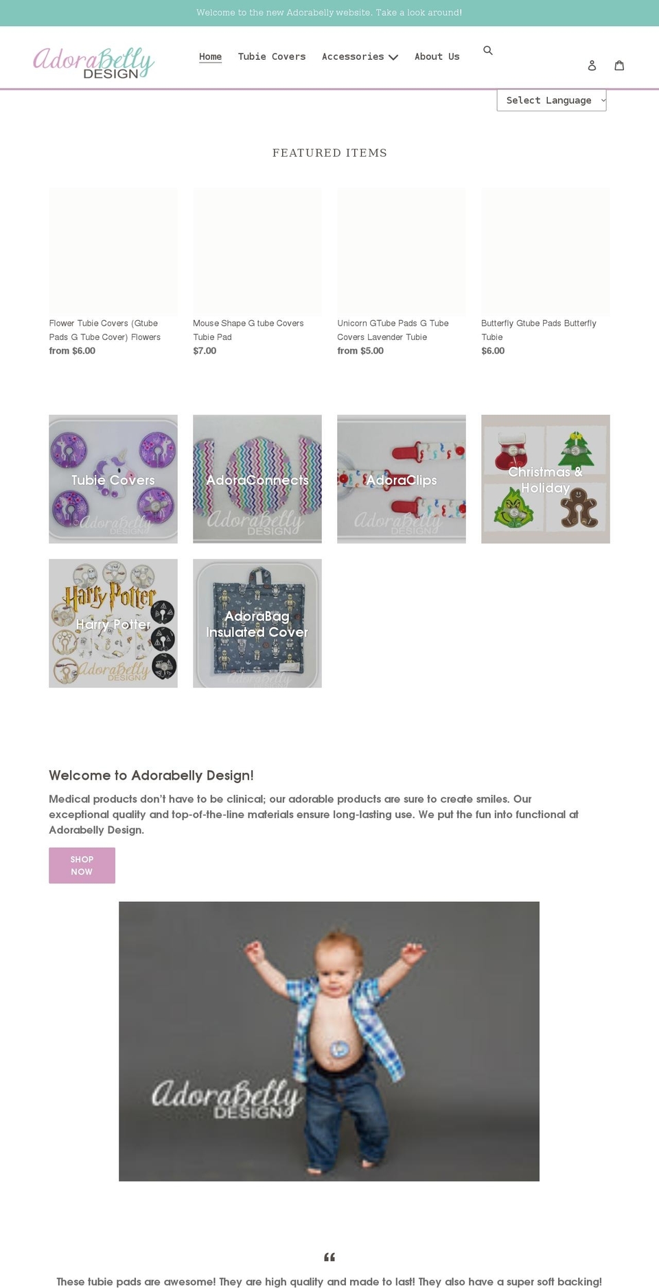 adorabellydesign.com shopify website screenshot