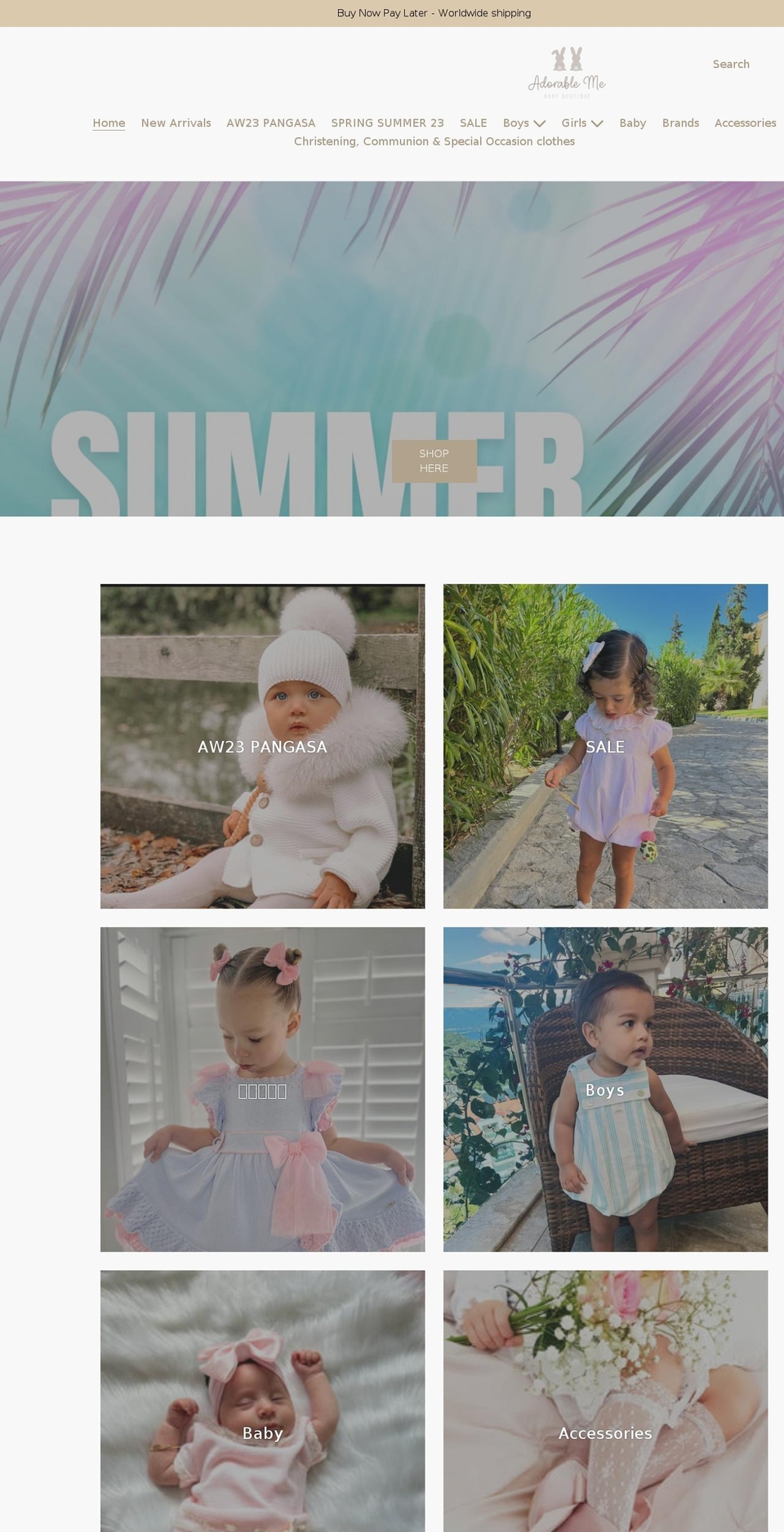 adorablemebabyboutique.com shopify website screenshot