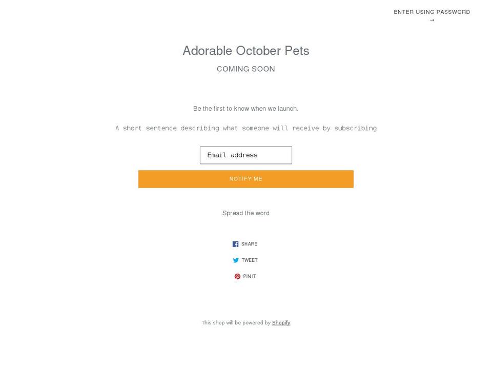 adorableoctoberpets.com — Shopify storefront screenshot