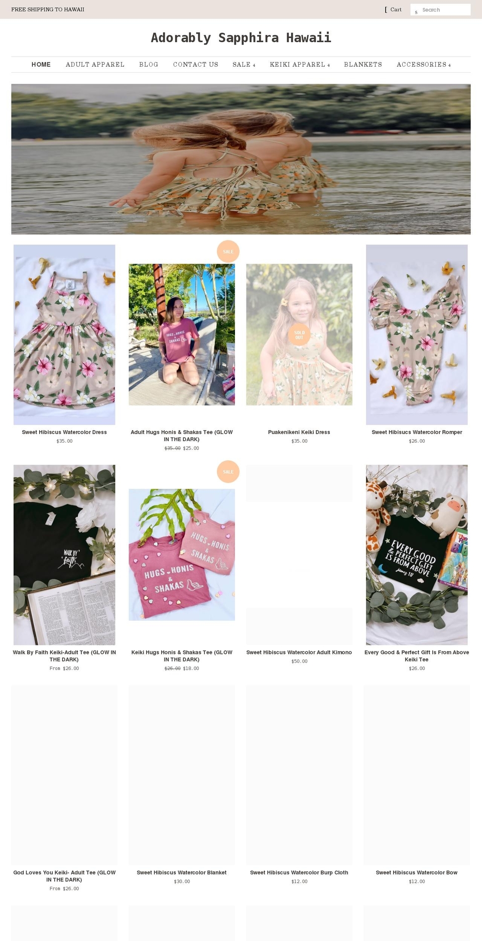 adorablysapphira.com — Shopify storefront screenshot