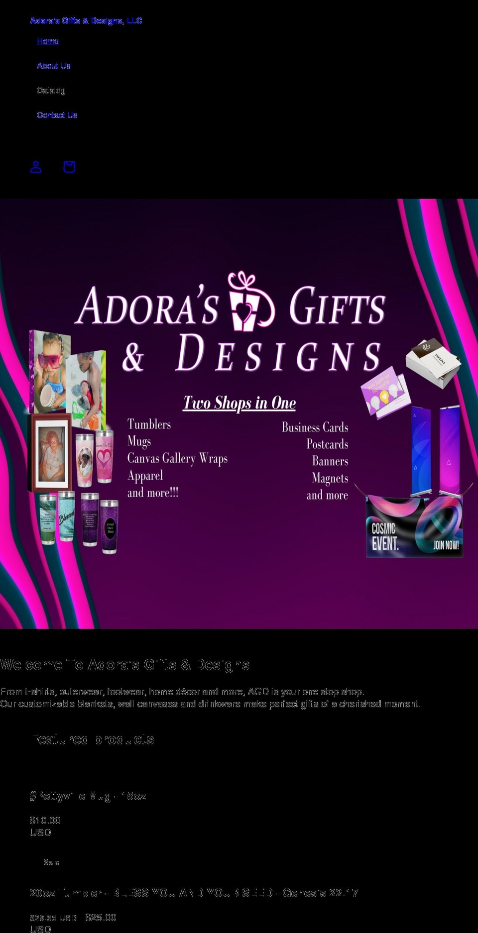 adorasgifts.store shopify website screenshot