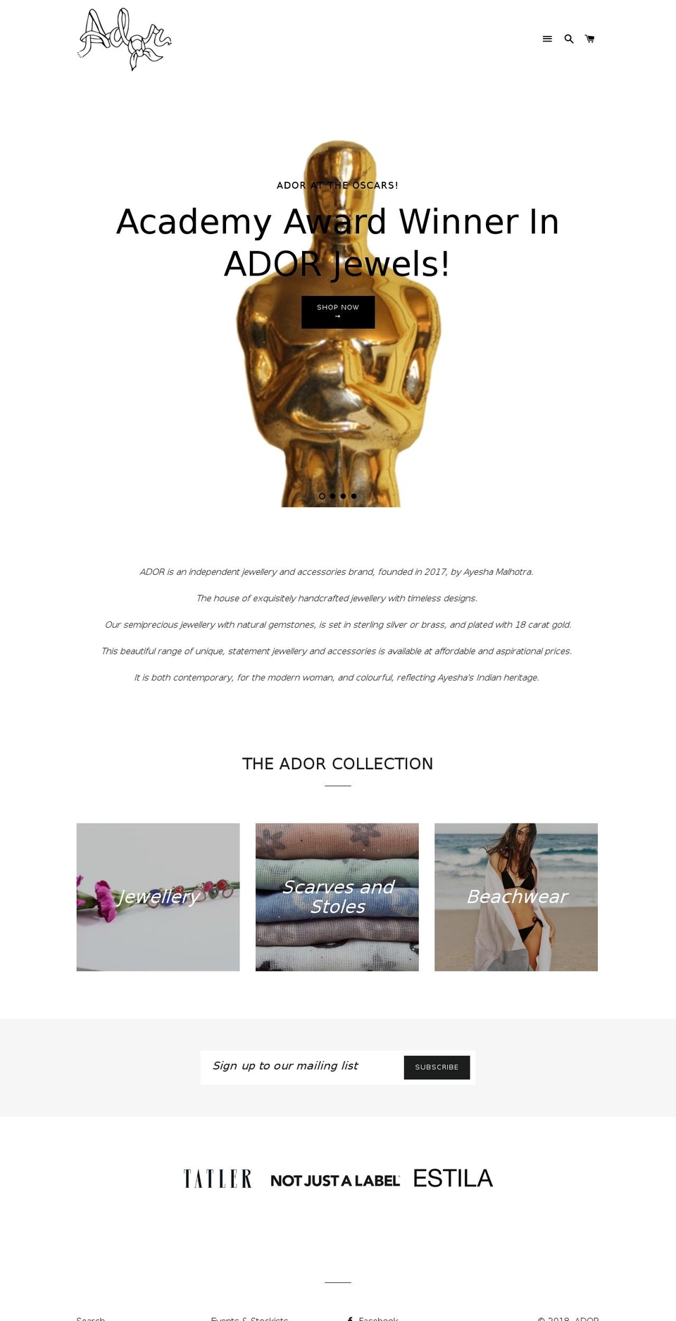 adorbyayesha.com shopify website screenshot