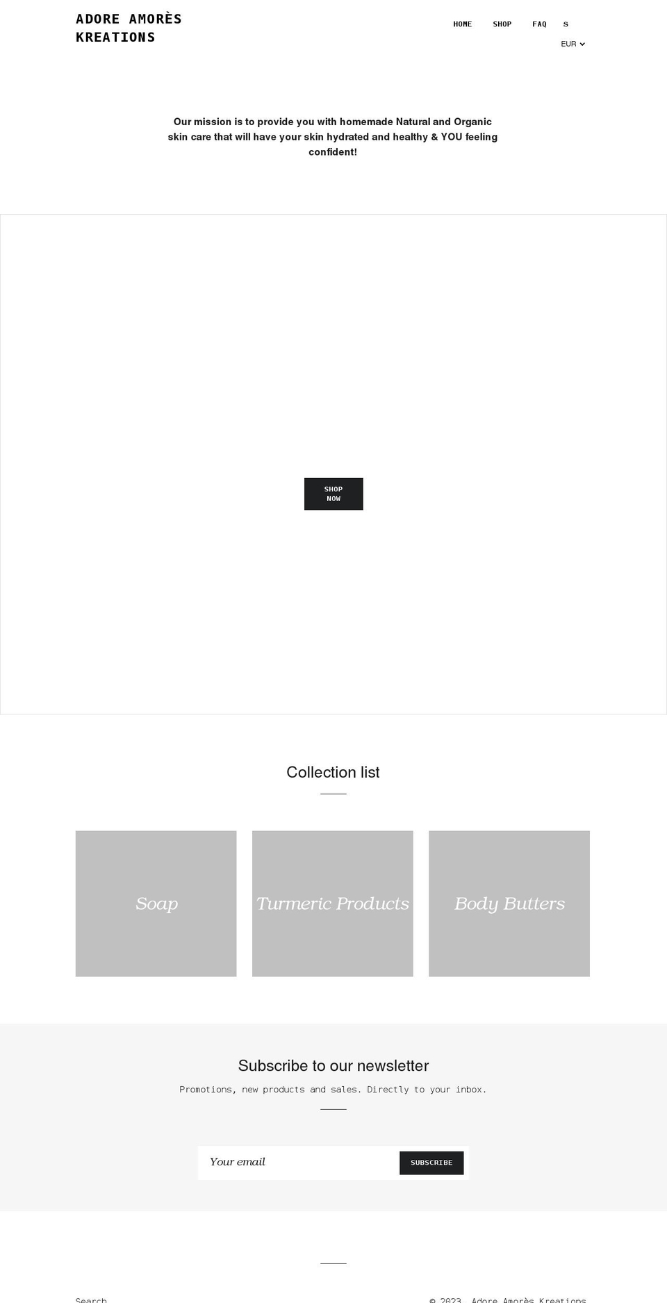 adoreamoreskreations.com shopify website screenshot