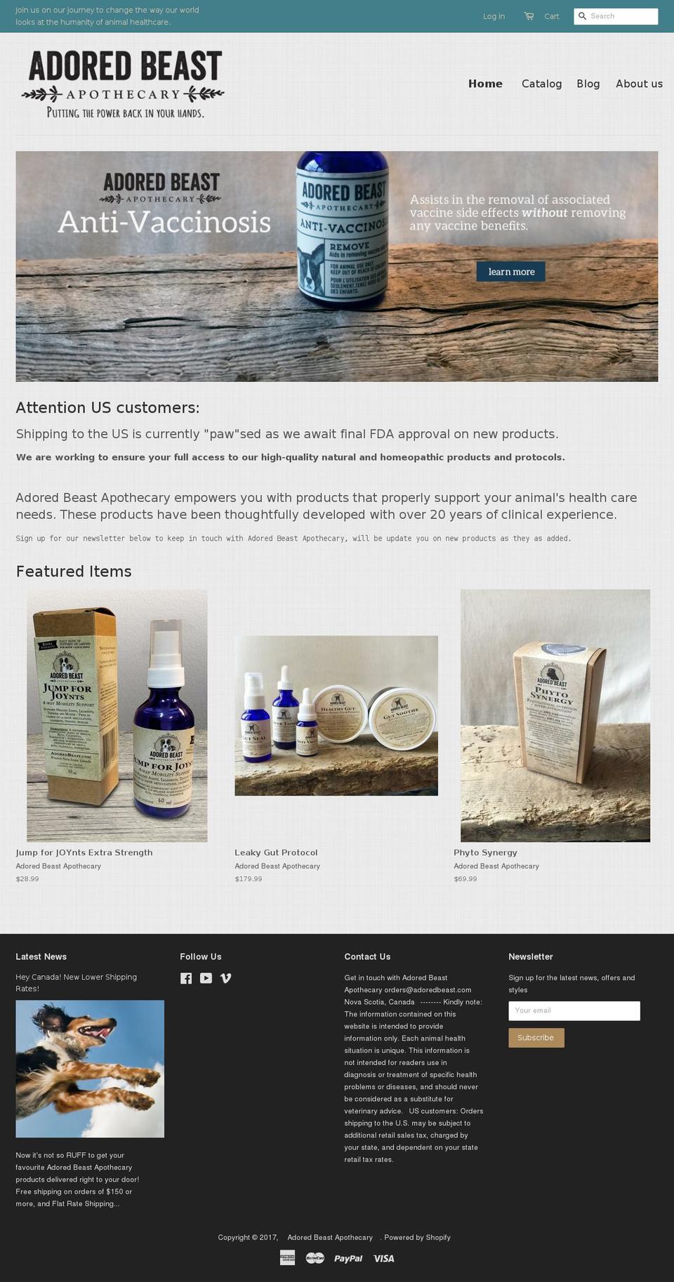adoredbeast.com shopify website screenshot