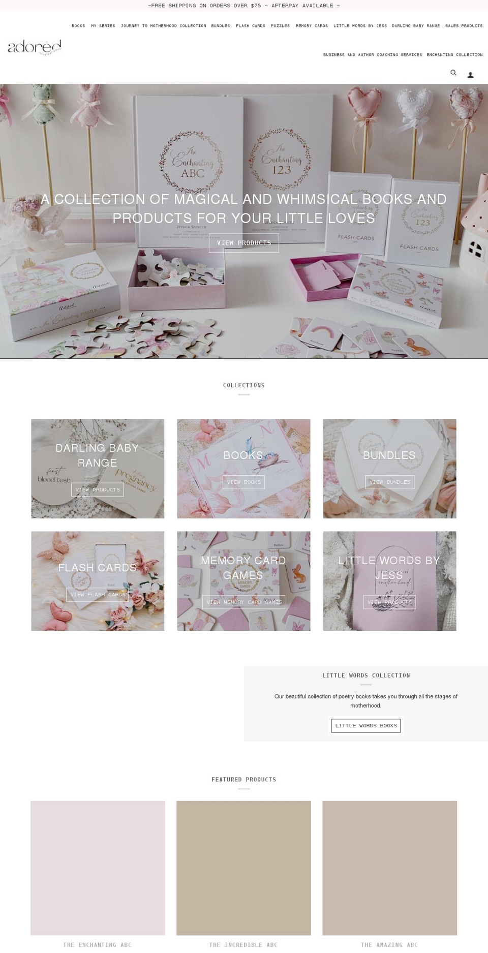 adoredillustrations.com.au shopify website screenshot