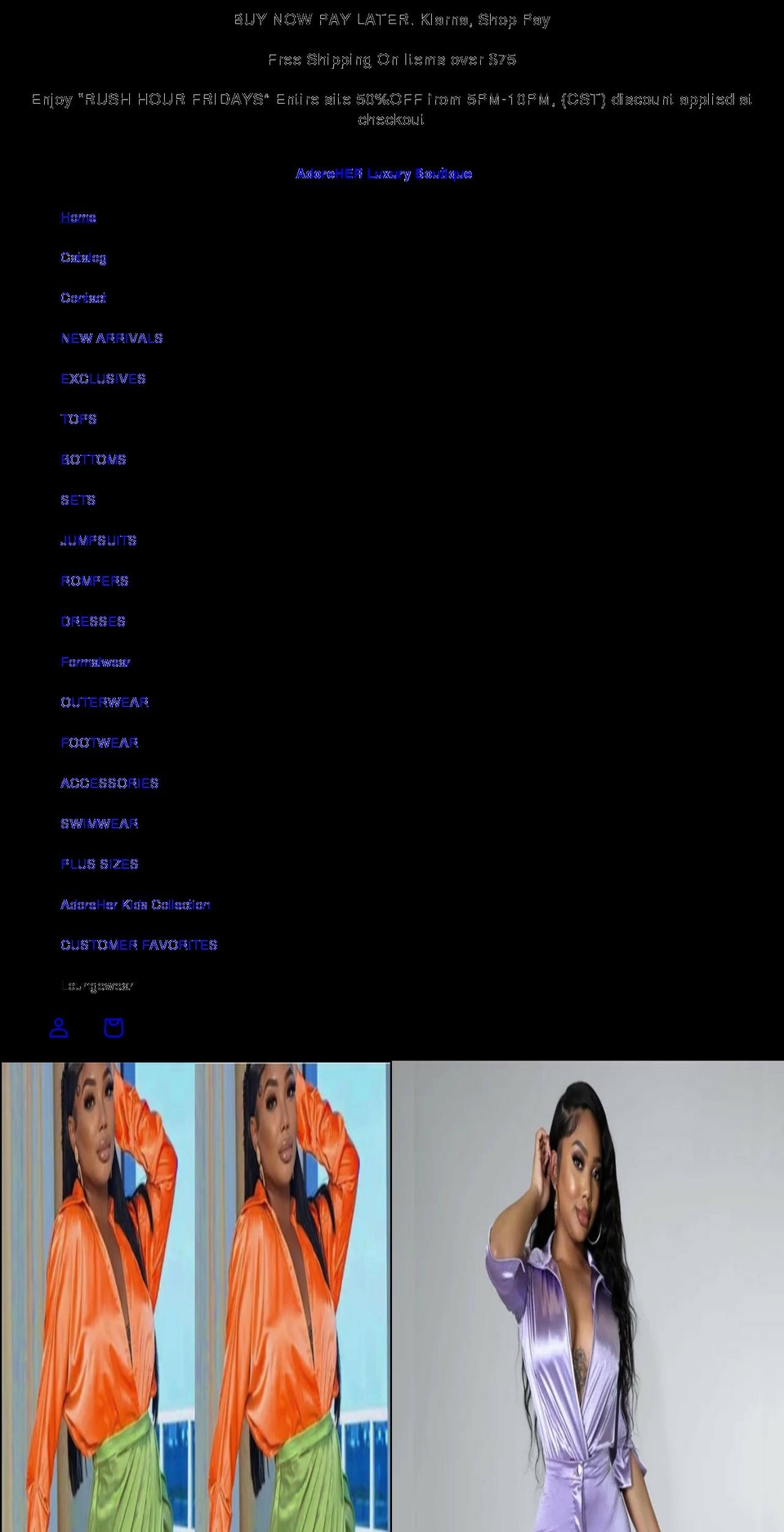 adoreherluxuryboutique.com shopify website screenshot