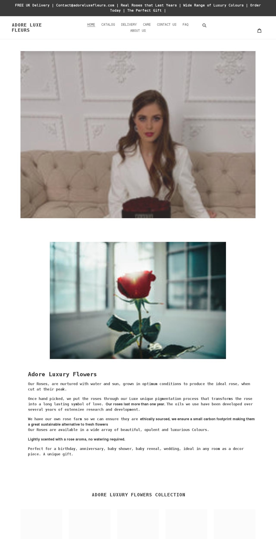 adoreluxefleurs.com shopify website screenshot