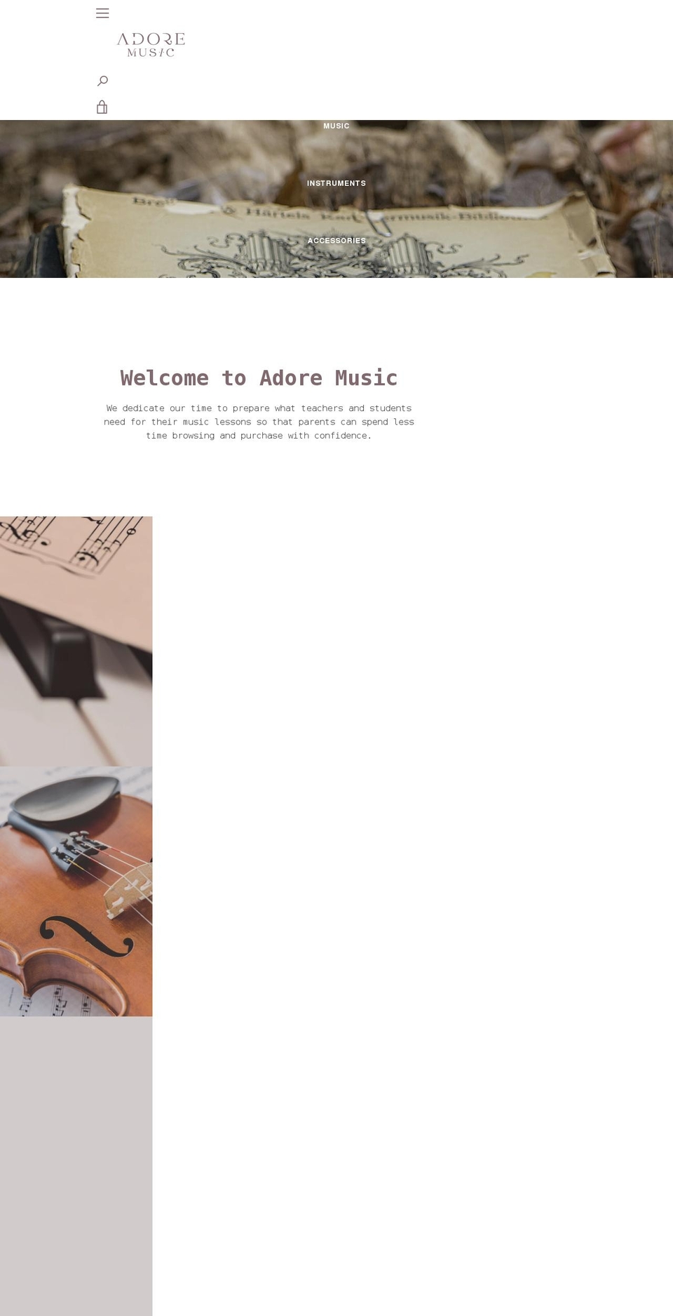 adoremusic.com.au shopify website screenshot