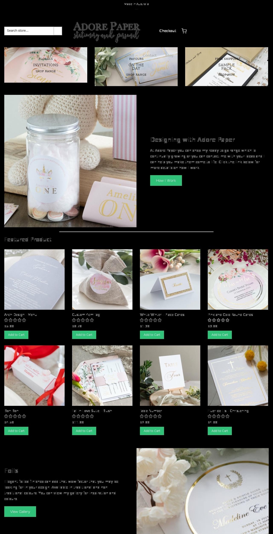 adorepaper.com.au shopify website screenshot