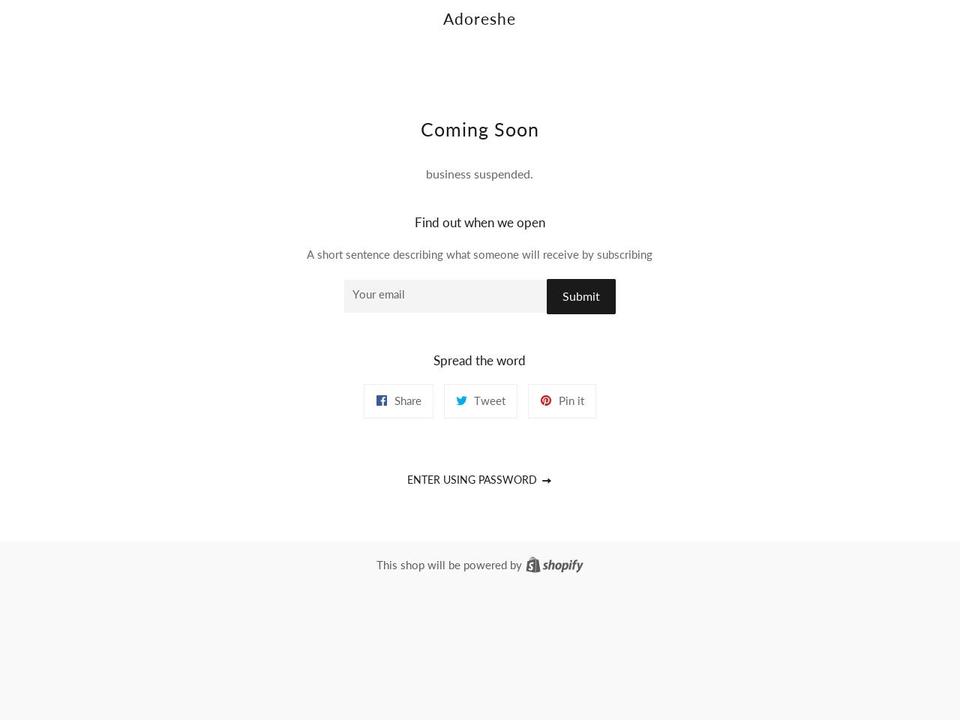 adoreshe.com shopify website screenshot