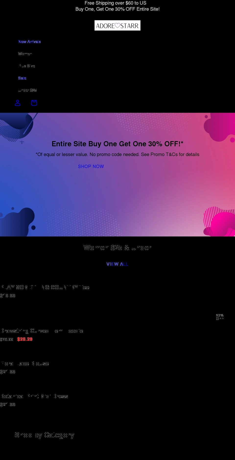 adorestarr.com shopify website screenshot