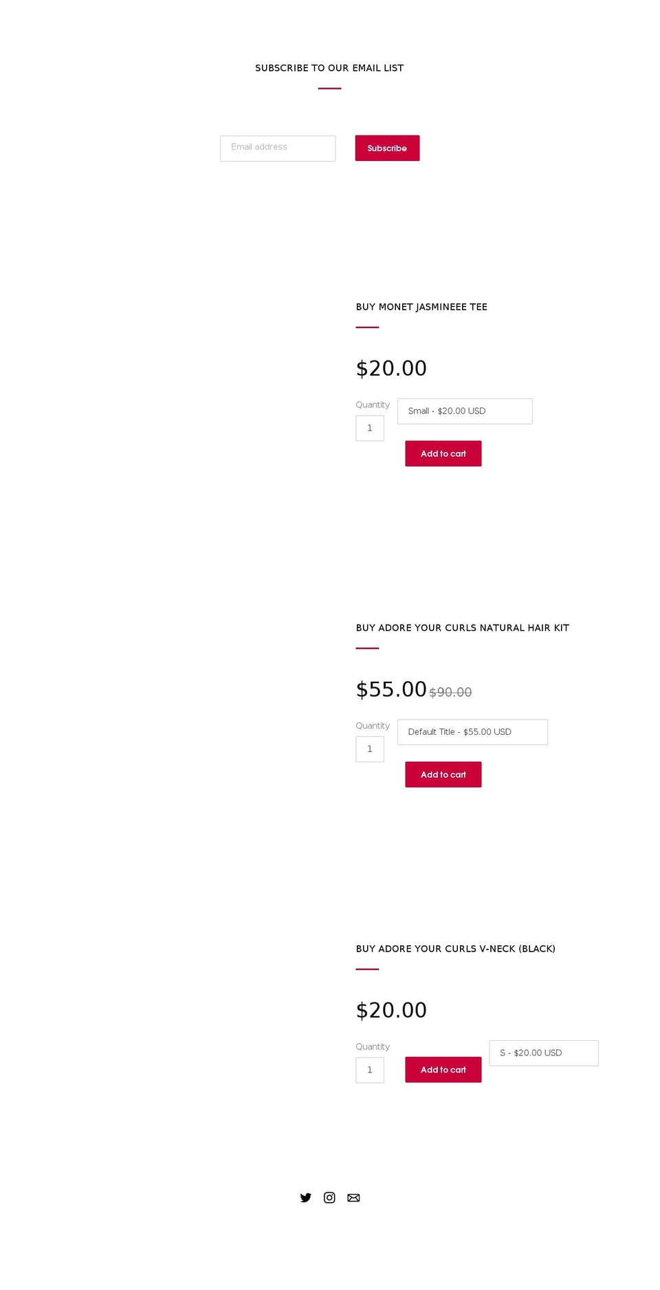 adoreyourcurls.com — Shopify storefront screenshot