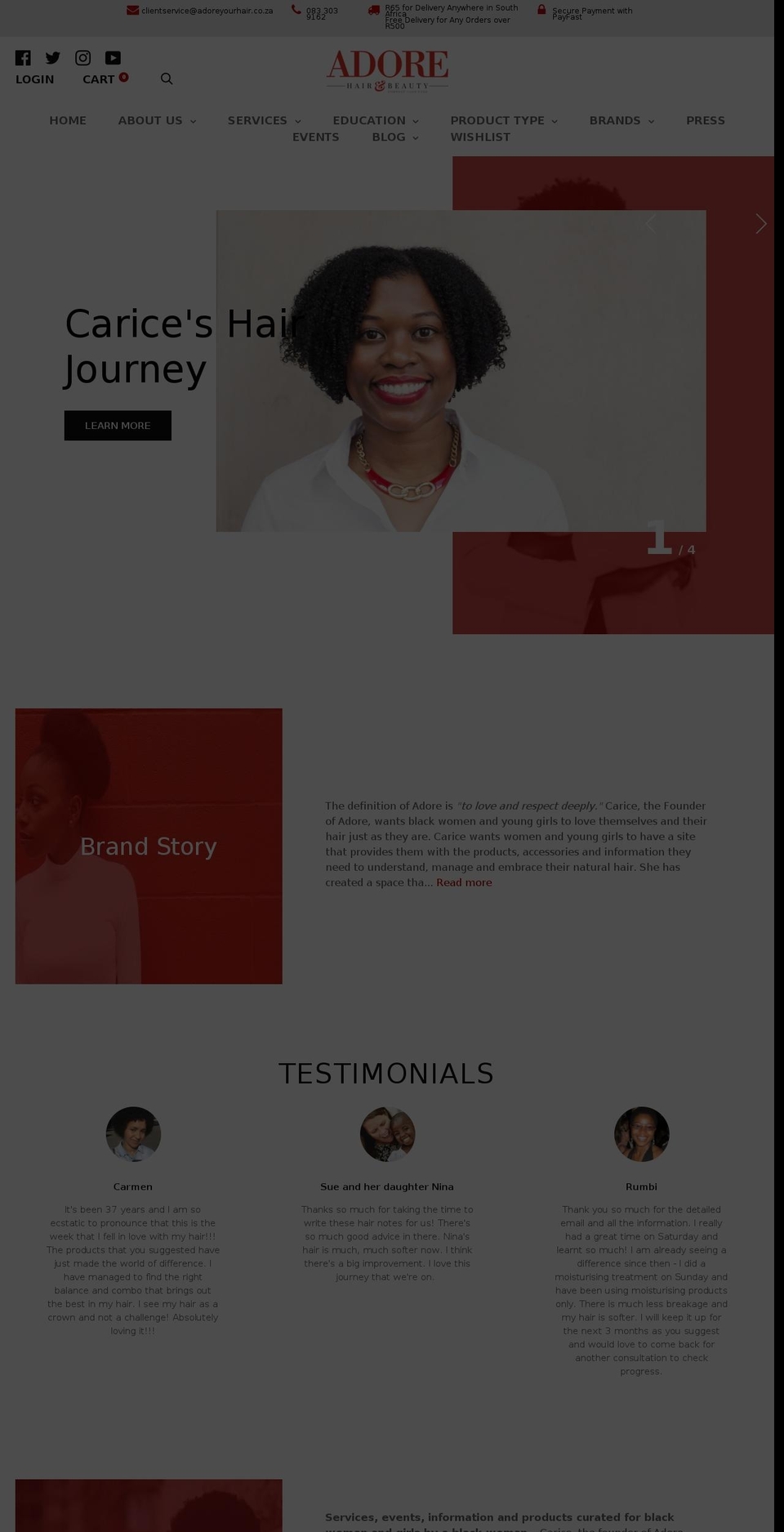adoreyourhair.com — Shopify storefront screenshot