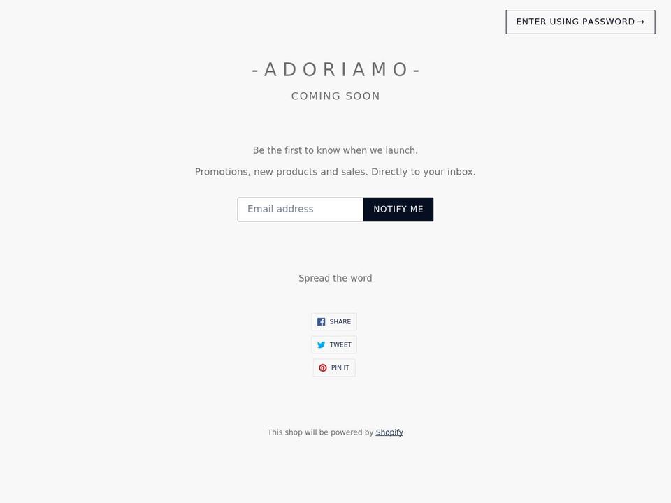 adoriamo.com shopify website screenshot