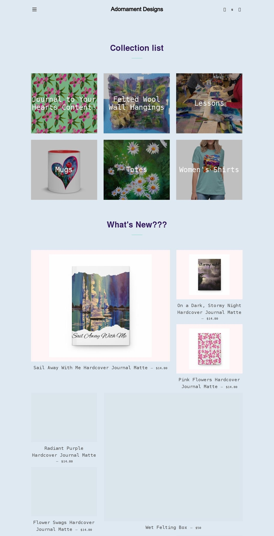 adornamentdesigns.com shopify website screenshot